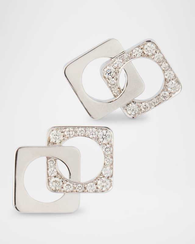 18K White Gold Procida Diamond Square Earrings